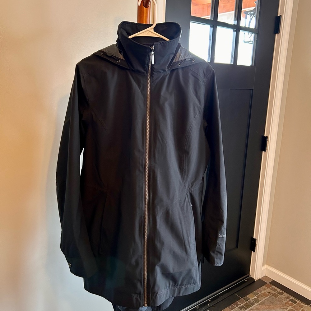 Marmot Black Hooded Lightweight Raincoat